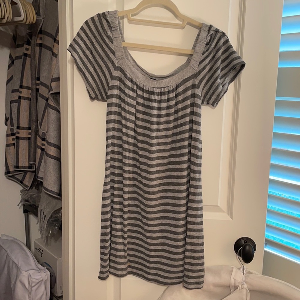 Grey striped cotton dress